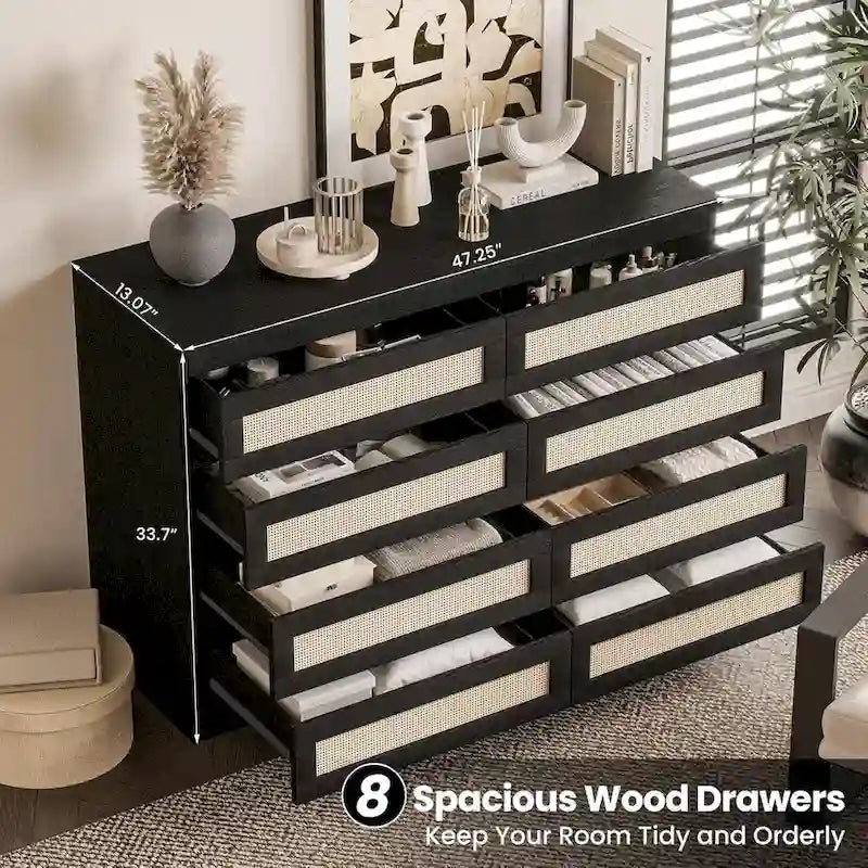 8 Drawer Double Dresser, Wooden Dresser Chest