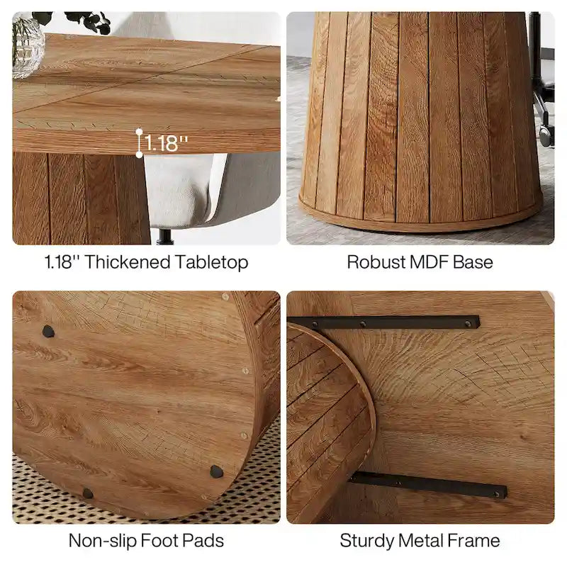55.11 Zoll ovaler Konferenztisch aus braunem Holz mit Holzgestell für 6 Personen - N/A